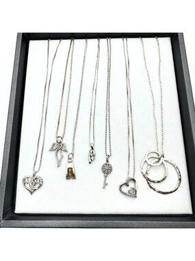 Sterling Silver Some Diamond Necklaces Lot 36 Grams Wear Scrap Resell XRF Tested
